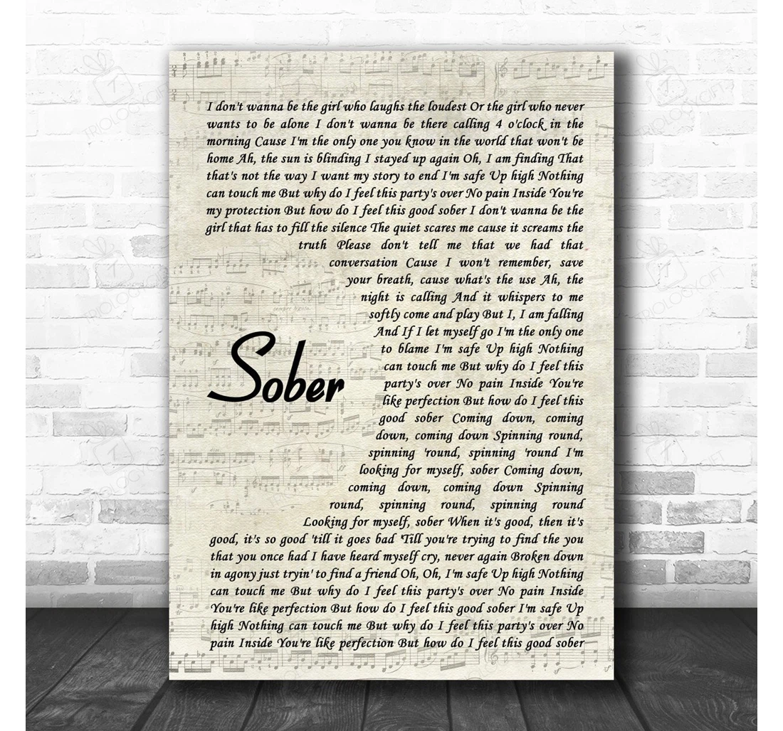 Poster, Canvas - P!nk Sober Vintage Script Song Lyric Personalised Lyrics Custom Print Framed Wall Art