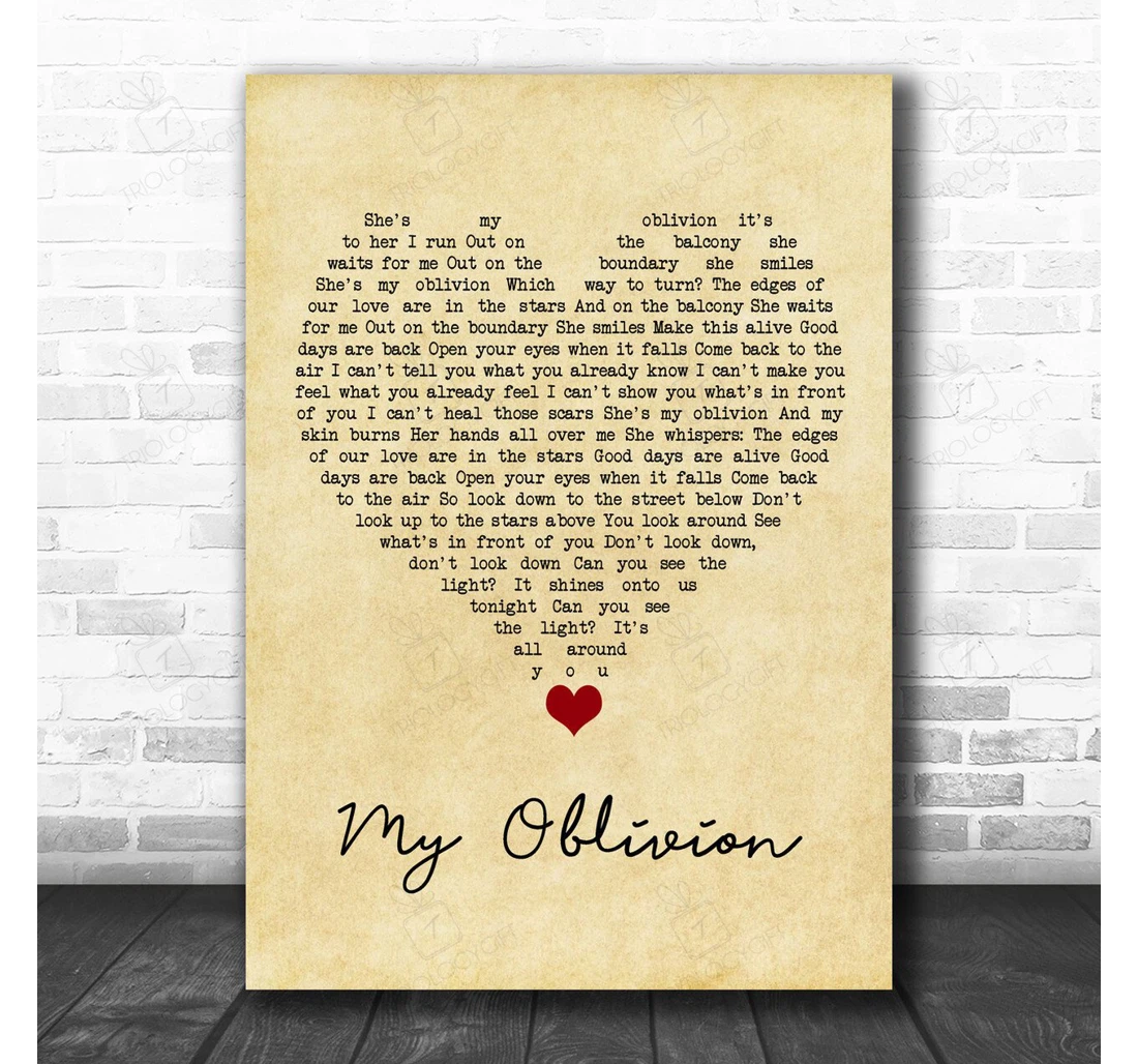 Poster, Canvas - Tindersticks My Oblivion Vintage Heart Song Lyric Personalised Lyrics Custom Print Framed Wall Art