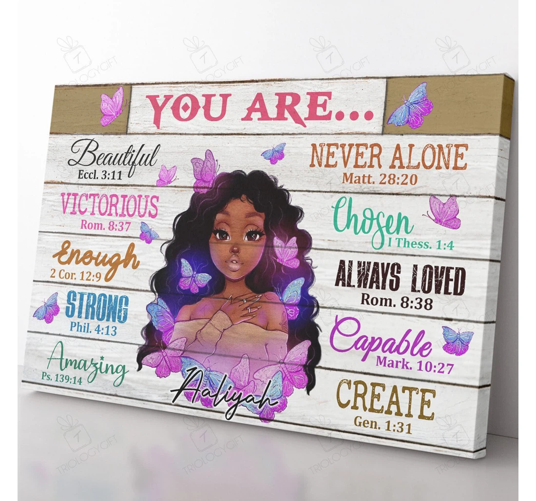 Poster, Canvas - Black Girl You Are Beautiful Black Teenage Girl African American Girl Daughter S Print Framed Wall Art