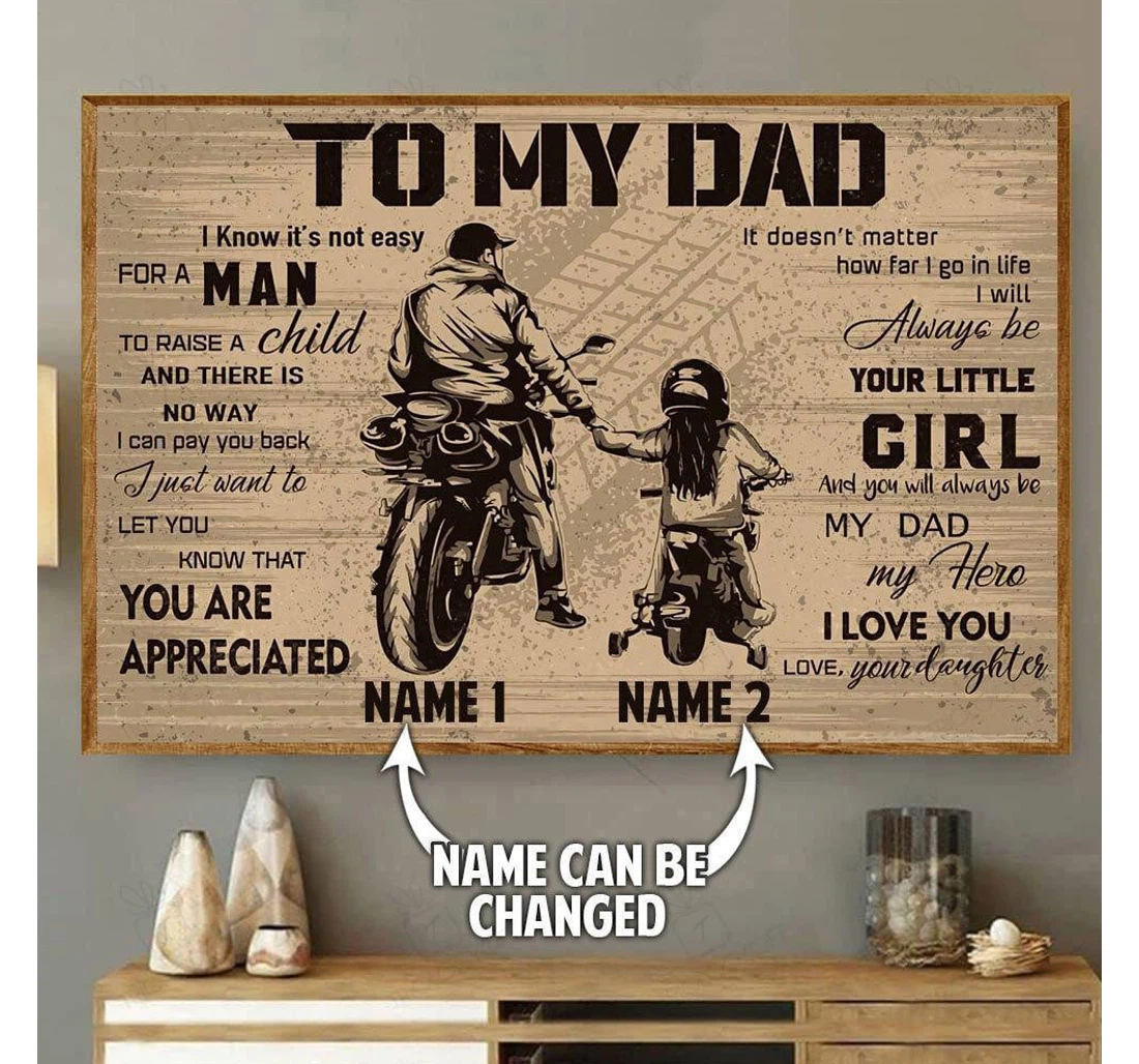 Poster, Canvas - To My Dad Riding Personalized Idea Fathers Day S Print Framed Wall Art