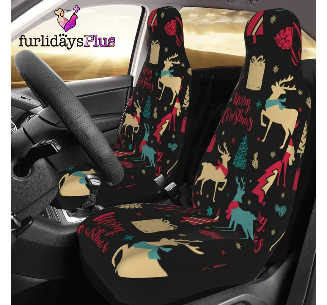 Personalized Christmas Christmas Reindeer Universal Front Car Seat Cover