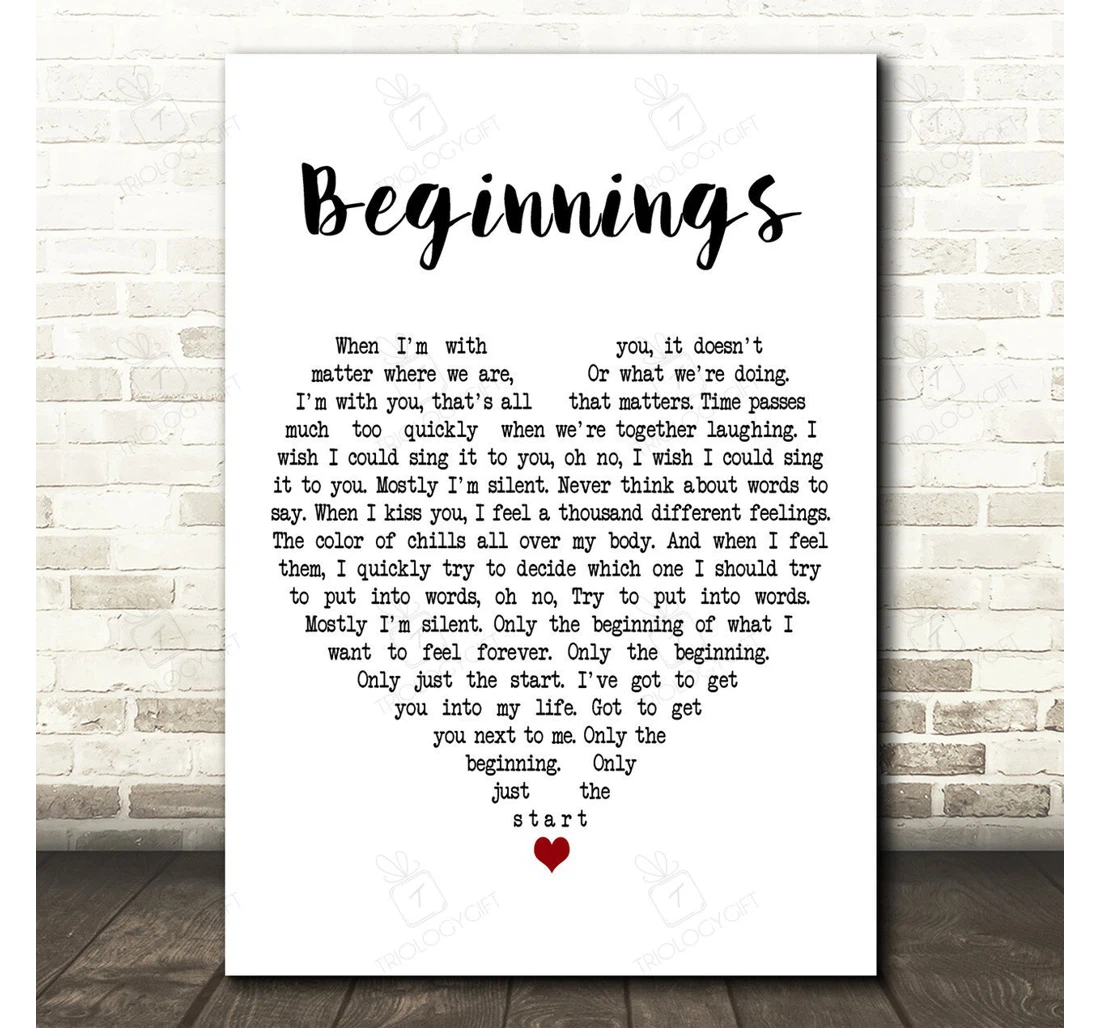 Poster, Canvas - Chicago Beginnings White Heart Song Lyric Personalised Lyrics Custom Print Framed Wall Art