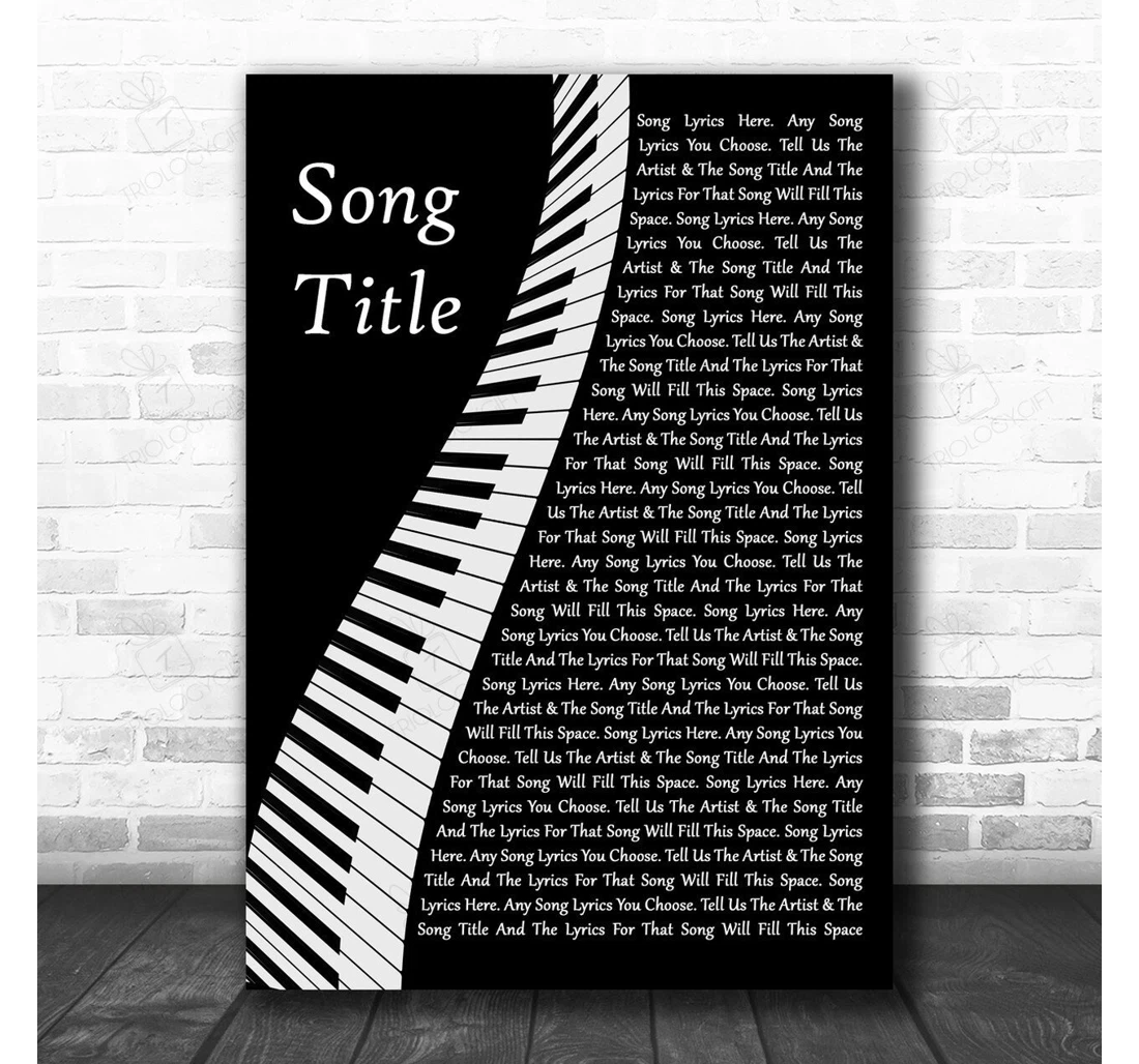 Poster, Canvas - Any Song Custom Piano Personalized Lyrics Personalised Lyrics Custom Print Framed Wall Art