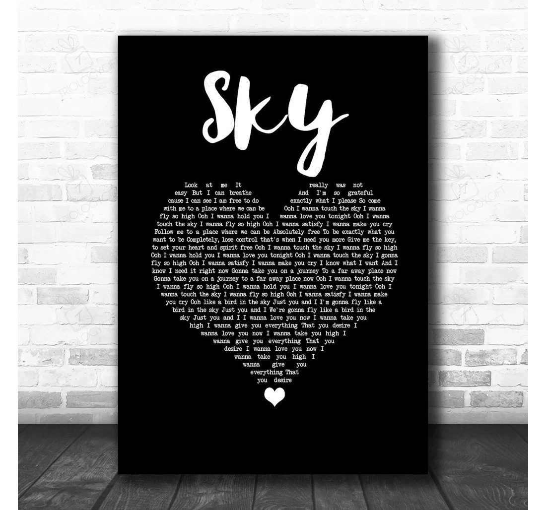 Poster, Canvas - Sonique Sky Black Heart Song Lyric Personalised Lyrics Custom Print Framed Wall Art