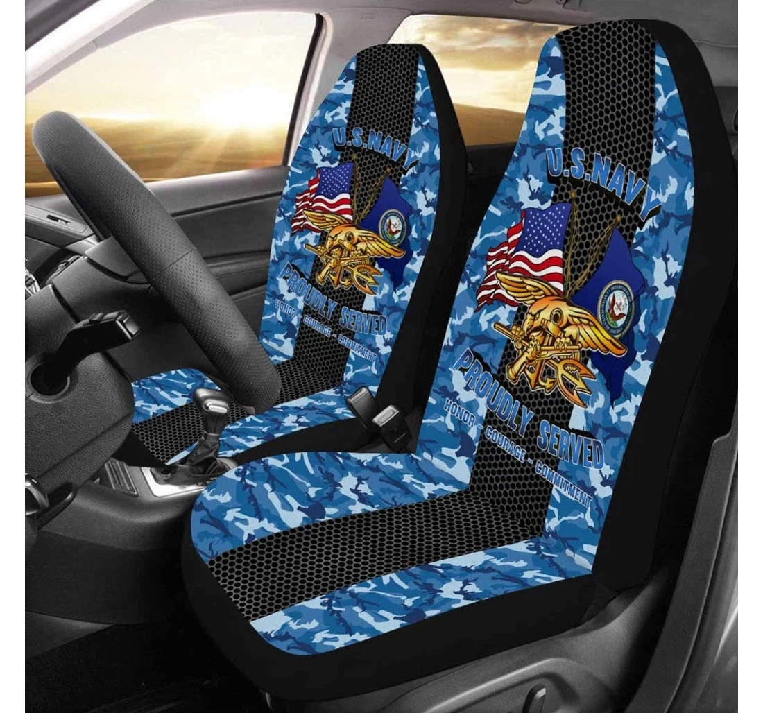 Personalized Us Us Navy Special Warfare Seal Military Universal Front Car Seat Cover