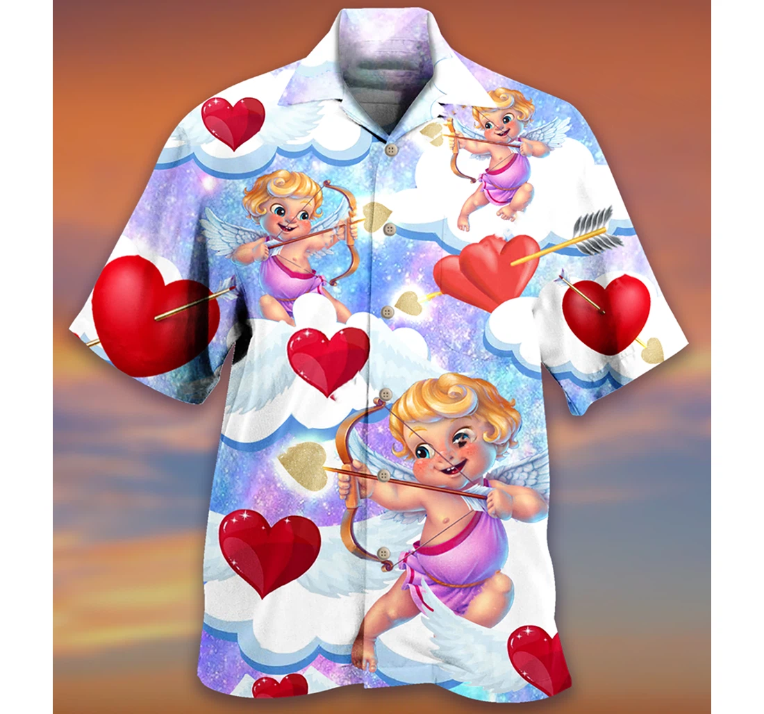 Personalized Valentine Love Cupid Hoodifize Hawaiian Shirt, Button Up Aloha Shirt For Men, Women