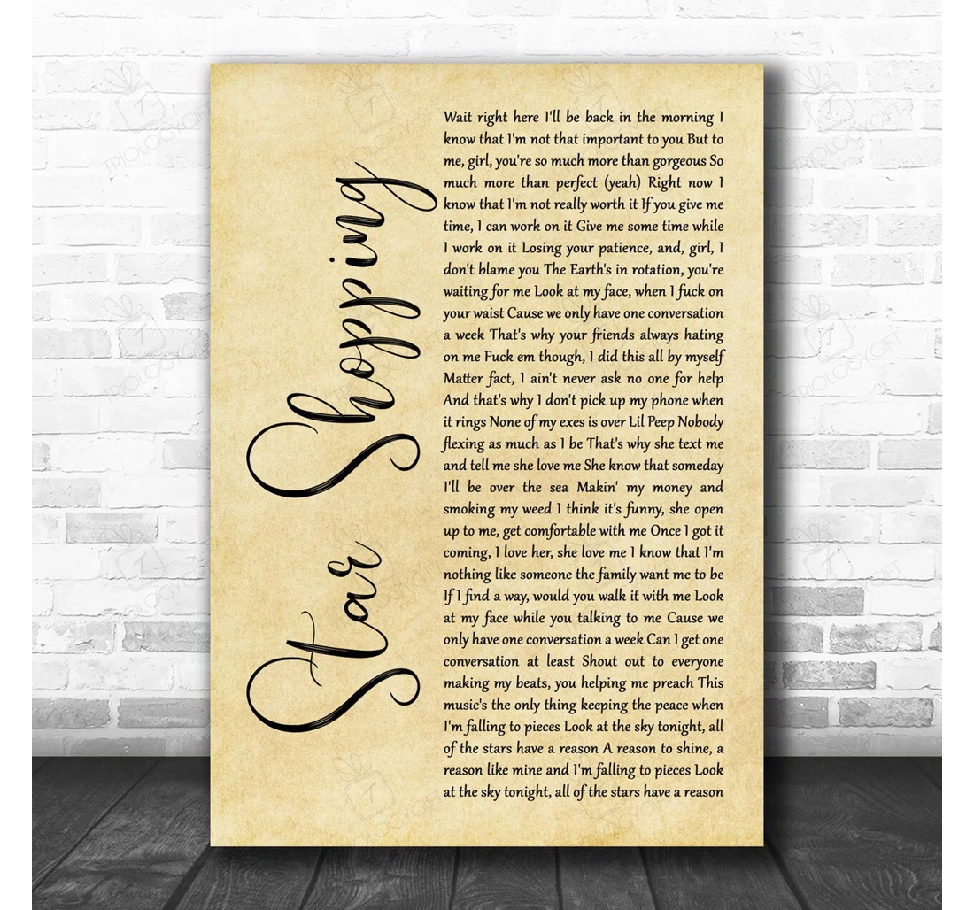 Poster, Canvas - Lil Peep Star Shopping Script Song Lyric Personalised Lyrics Custom Print Framed Wall Art