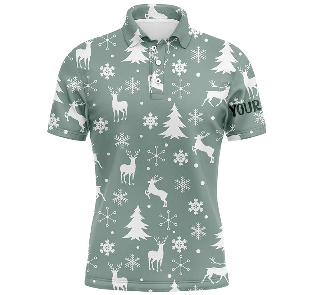 Personalized Christmas Pattern With Reindeers Snowflakes Golf Christmas Golf Ldt - Polo Shirt