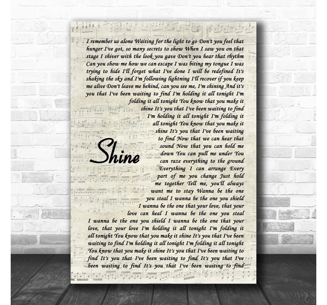Poster, Canvas - Years Years Shine Vintage Script Song Lyric Personalised Lyrics Custom Print Framed Wall Art