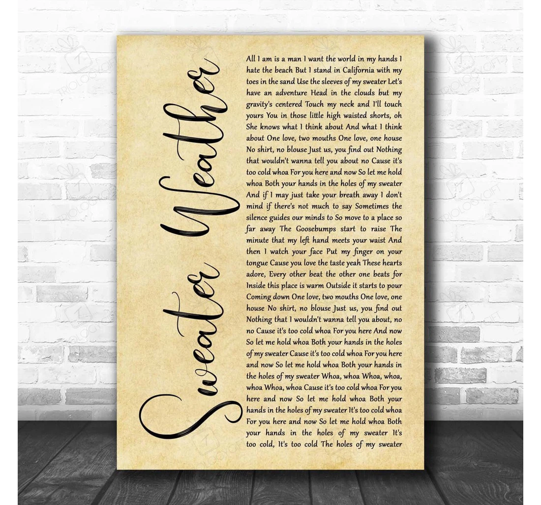 Poster, Canvas - The Neighbourhood Sweater Weather Script Song Lyric Personalised Lyrics Custom Print Framed Wall Art