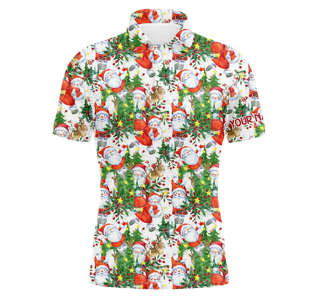 Personalized Golf Custom Christmas Santa Claus Golf Christmas Golfing Nqs - Polo Shirt