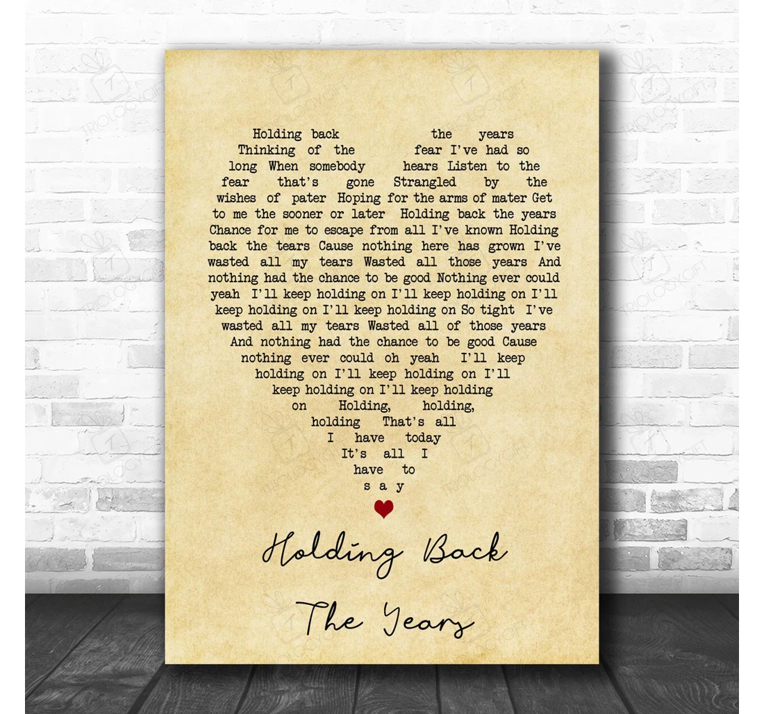 Poster, Canvas - Simply Red Holding Back The Years Vintage Heart Song Lyric Music Lyrics Print Framed Wall Art