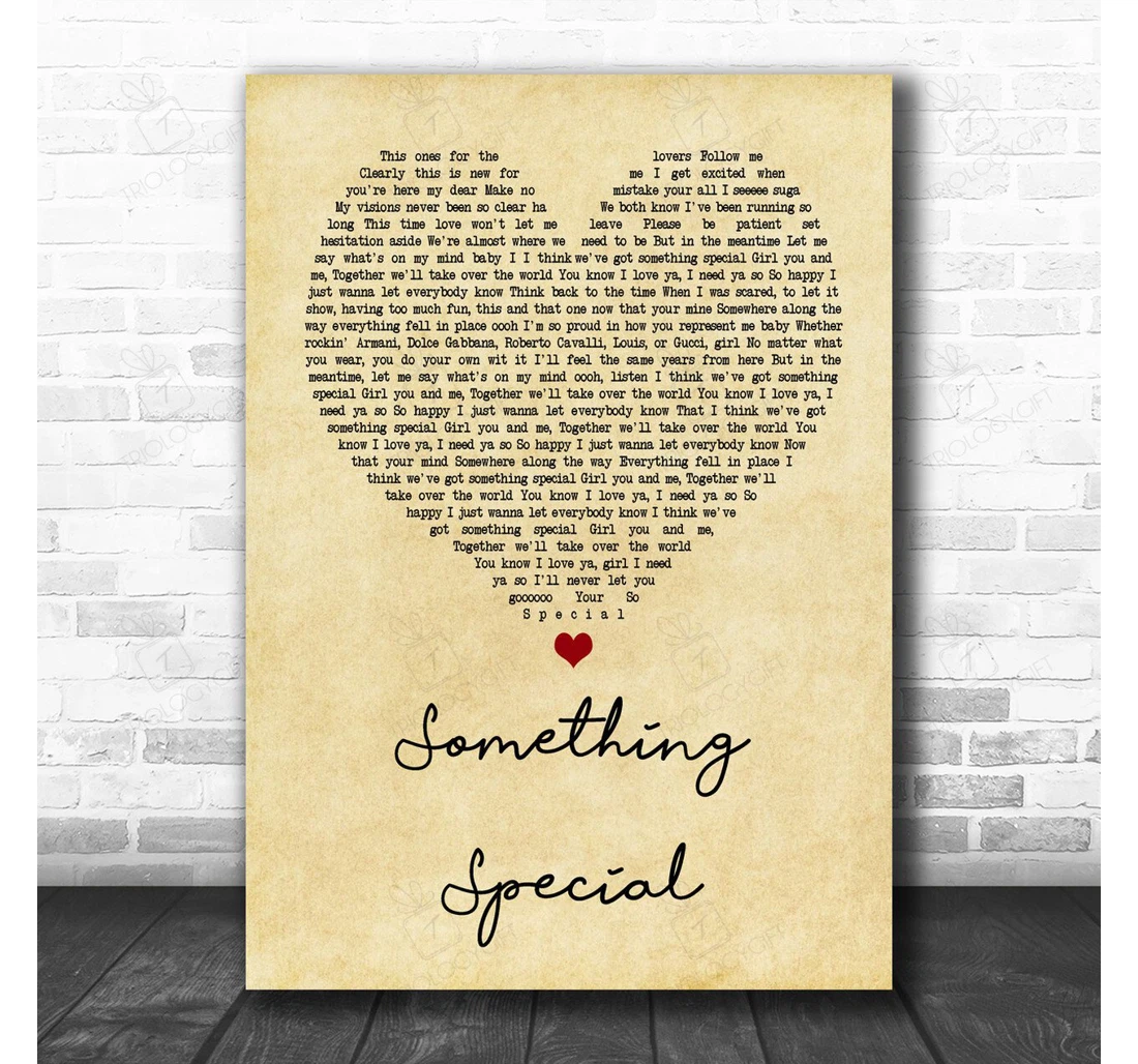Poster, Canvas - Usher Something Special Vintage Heart Song Lyric Music Lyrics Print Framed Wall Art