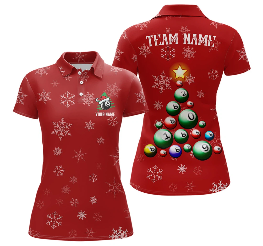 Personalized Funny Christmas Ball Billiards Custom Christmas Billiard Vhm - Polo Shirt