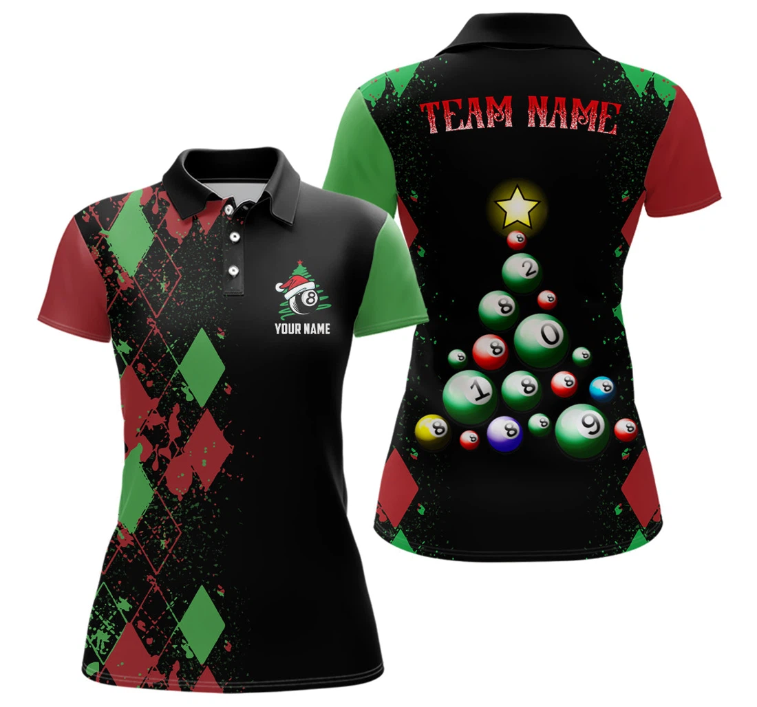 Personalized Funny Christmas Ball Billiards Custom Christmas Billiard Vhm - Polo Shirt