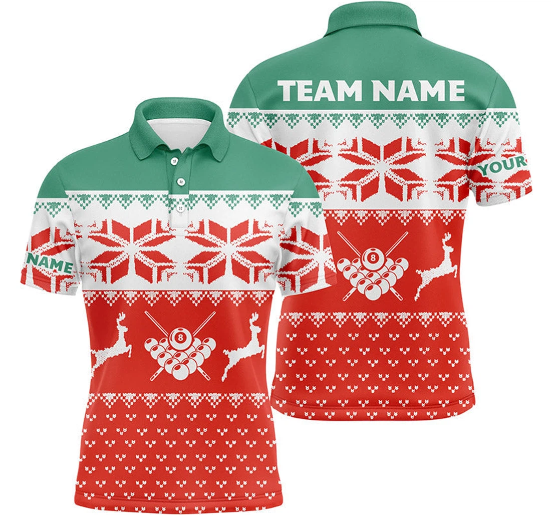 Personalized Red Christmas Custom Full Printing Funny Billiard Christmas Tdm - Polo Shirt