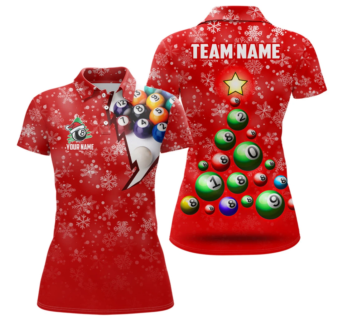 Personalized Christmas Tree Billiard Balls Custom Christmas Ball Pool Vhm - Polo Shirt