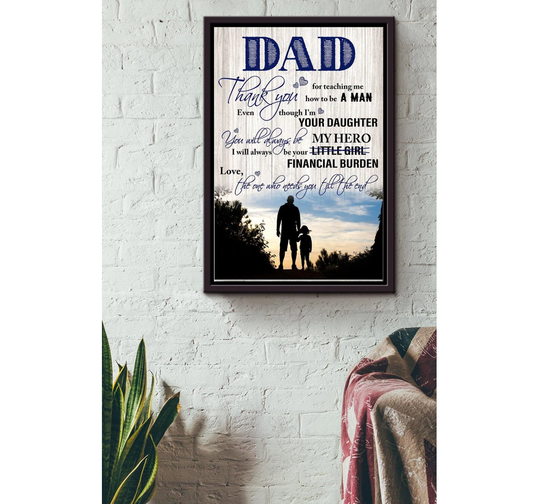 Poster, Canvas - Thank You Dad Fatherhood Father Dad Daddy Papa Father Day Dad Livingroom Matte S Print Framed Wall Art