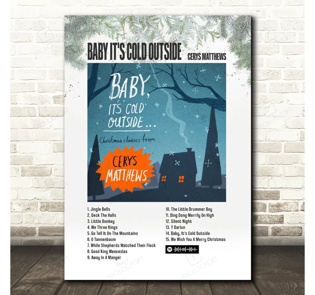 Poster, Canvas - Cerys Matthews Baby It X S Cold Outside Music Polaroid Vintage Music Lyrics Print Framed Wall Art