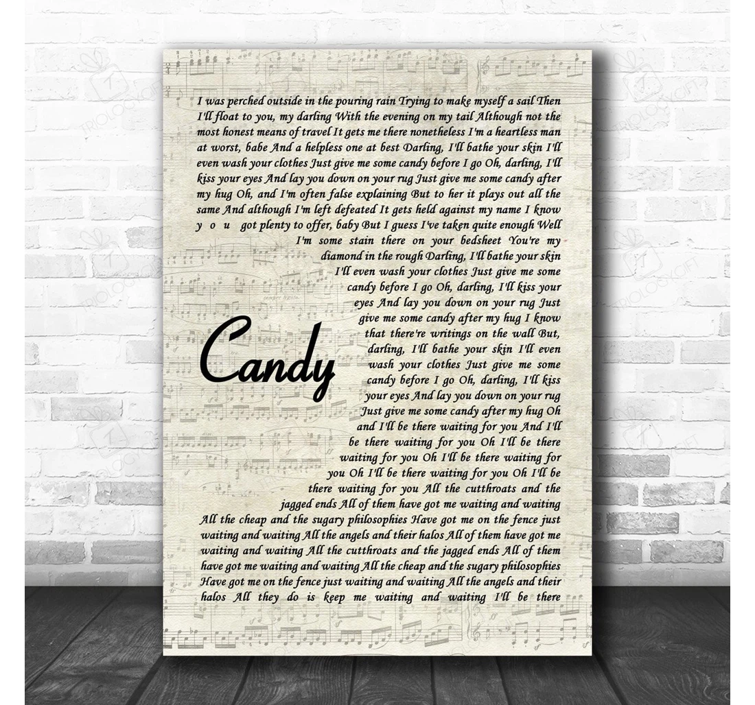 Poster, Canvas - Paolo Nutini Candy Vintage Script Song Lyric Personalised Lyrics Custom Print Framed Wall Art