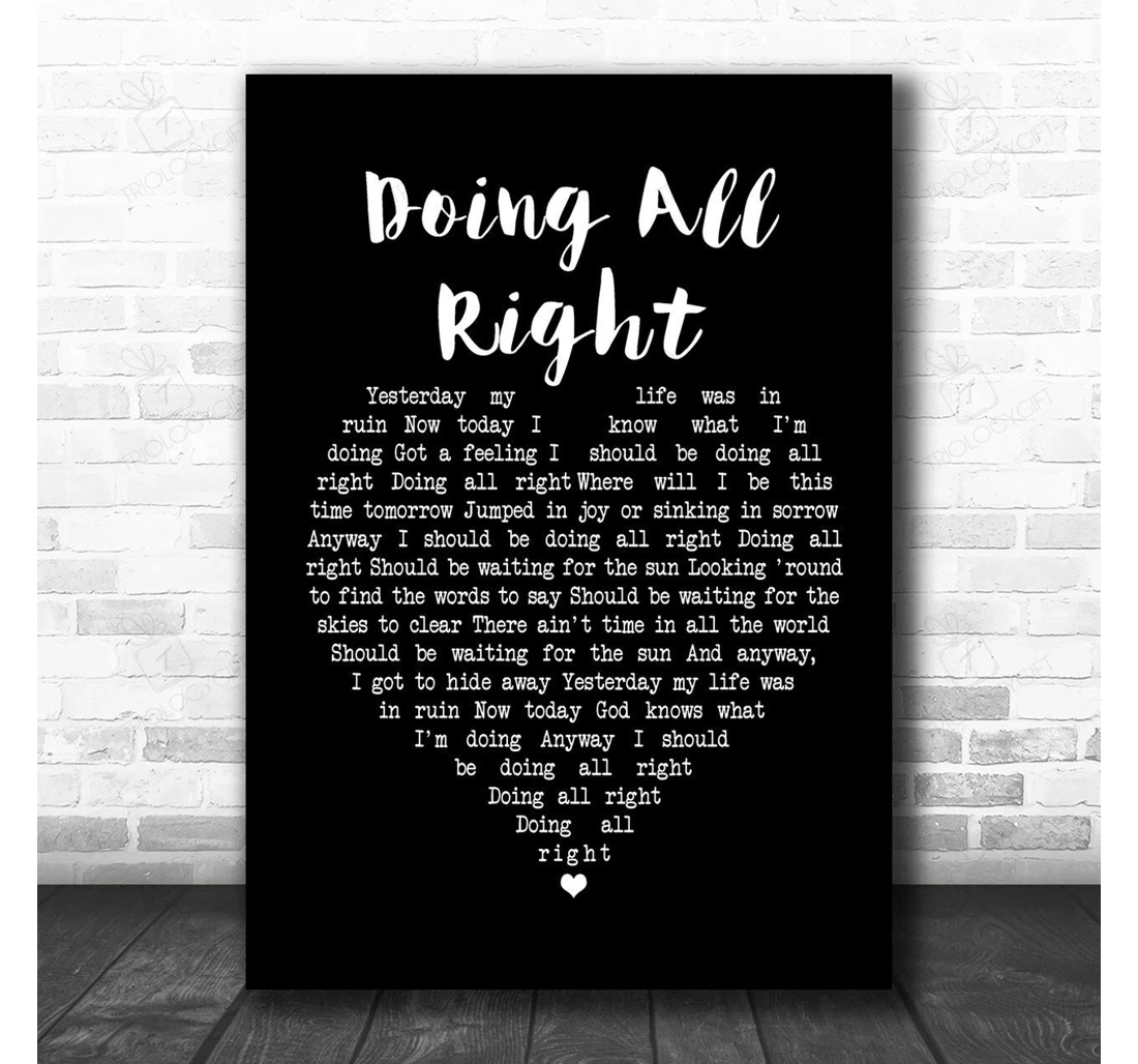 Poster, Canvas - Queen Doing All Right Black Heart Song Lyric Personalised Lyrics Custom Print Framed Wall Art