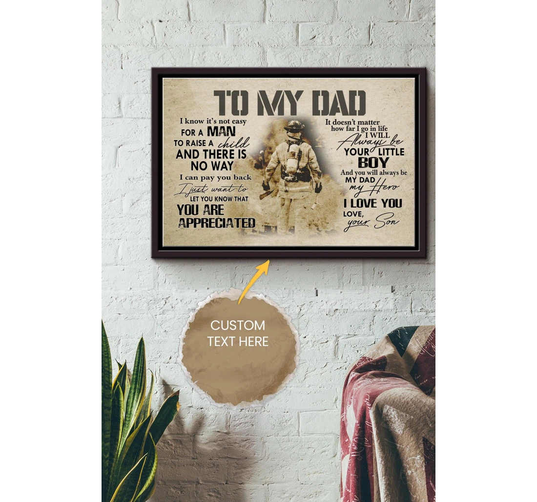 Poster, Canvas - Personalized Name To My Firefighter Dad Father Daddy Dad Father's Day Papa Matte S Print Framed Wall Art