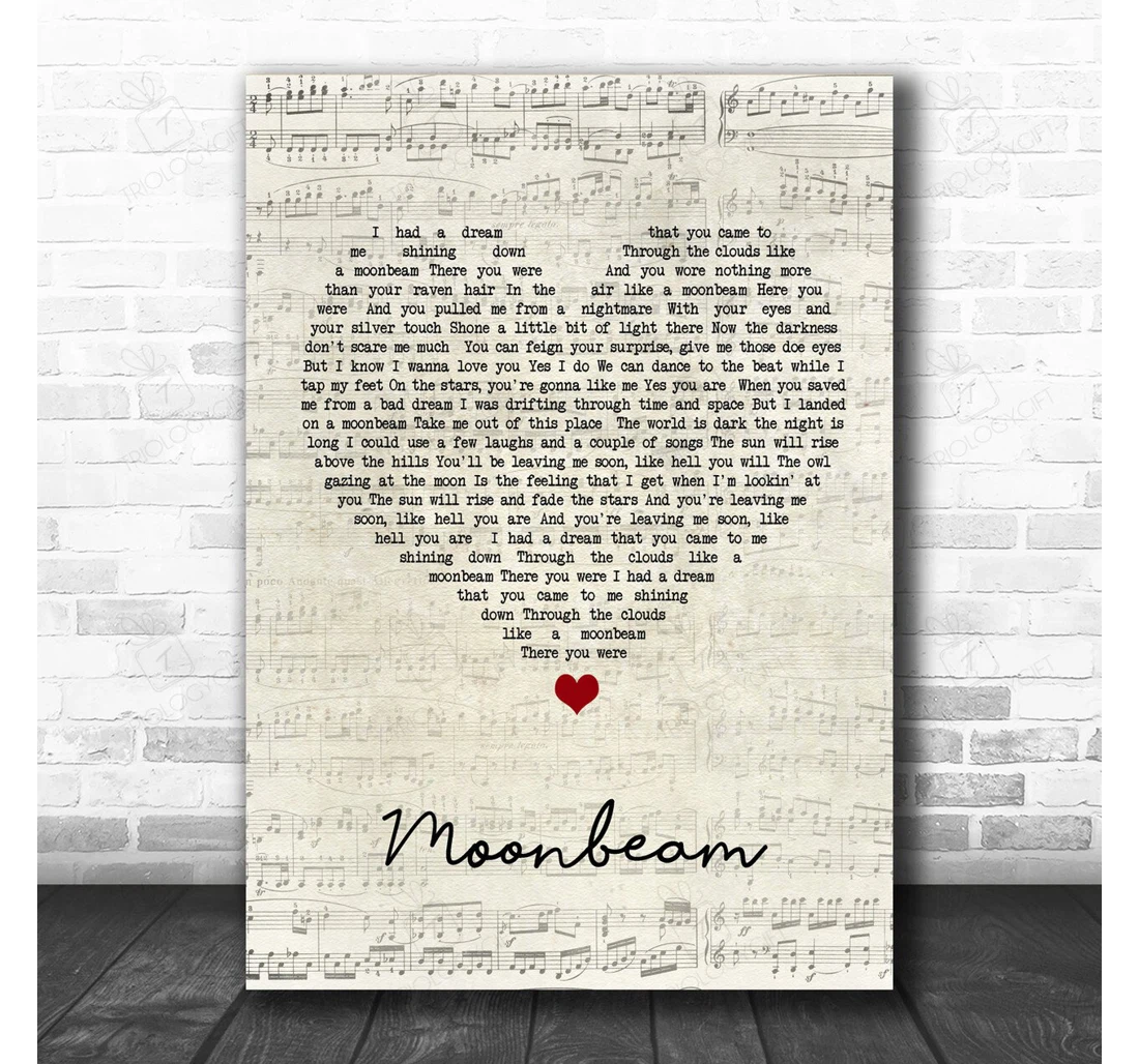 Poster, Canvas - Lord Huron Moonbeam Script Heart Song Lyric Personalised Lyrics Custom Print Framed Wall Art