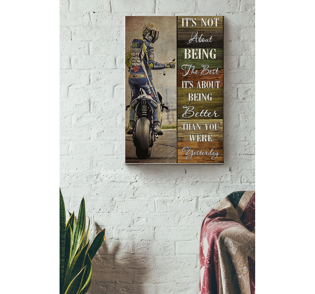 Poster, Canvas - Motorcycle Its Not About Being The Best Father Racer Racing Team Motorcycle Club Biker Motorcyle Shop Bike Lover Gallery Idea S Print Framed Wall Art