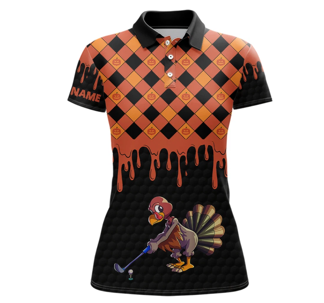 Personalized Golf Turkey Thanksgiving Golf Orange Pumpkin Custom Golf Tops Golf Ldt - Polo Shirt