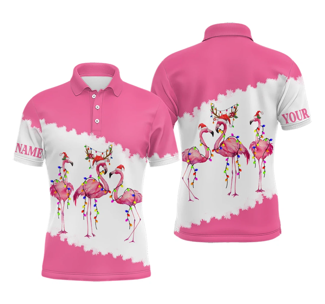 Personalized Funny Pink Christmas Golf Custom Flamingo Golf Friend Christmas Nqs - Polo Shirt