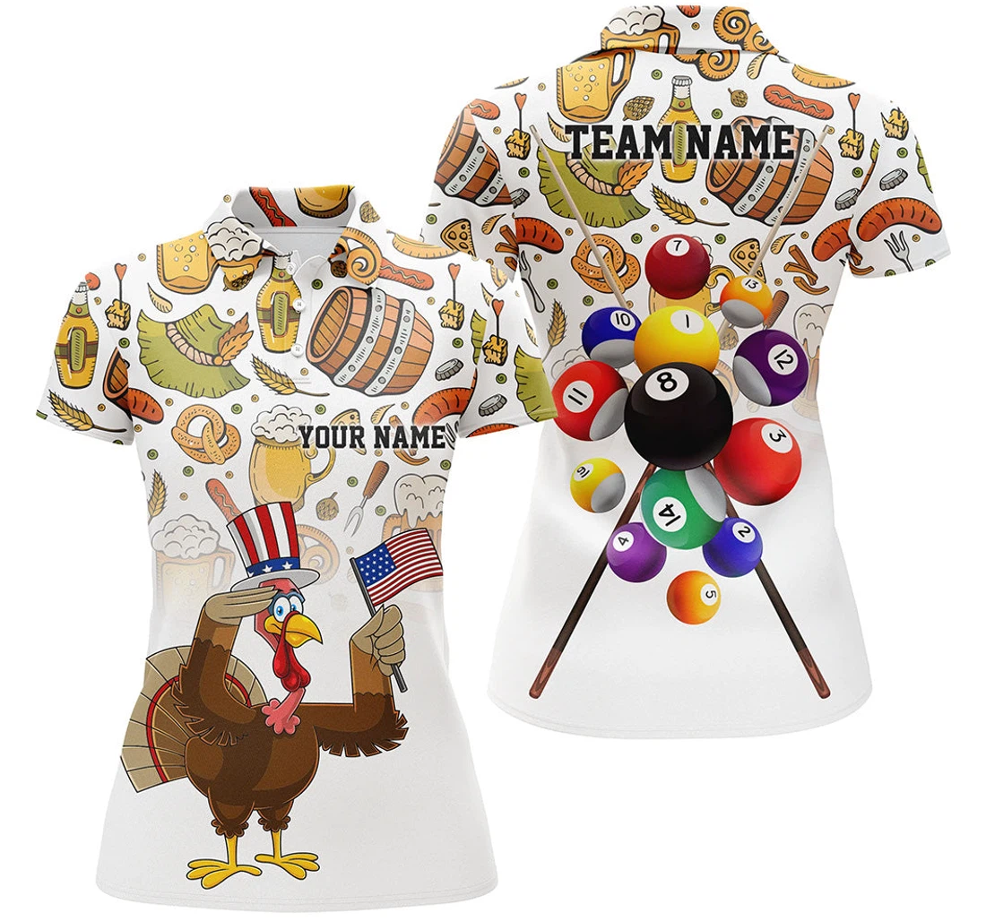 Personalized Customized Thanksgiving Day Turkey Chicken Billiard Funny Thanksgiving Tdm - Polo Shirt