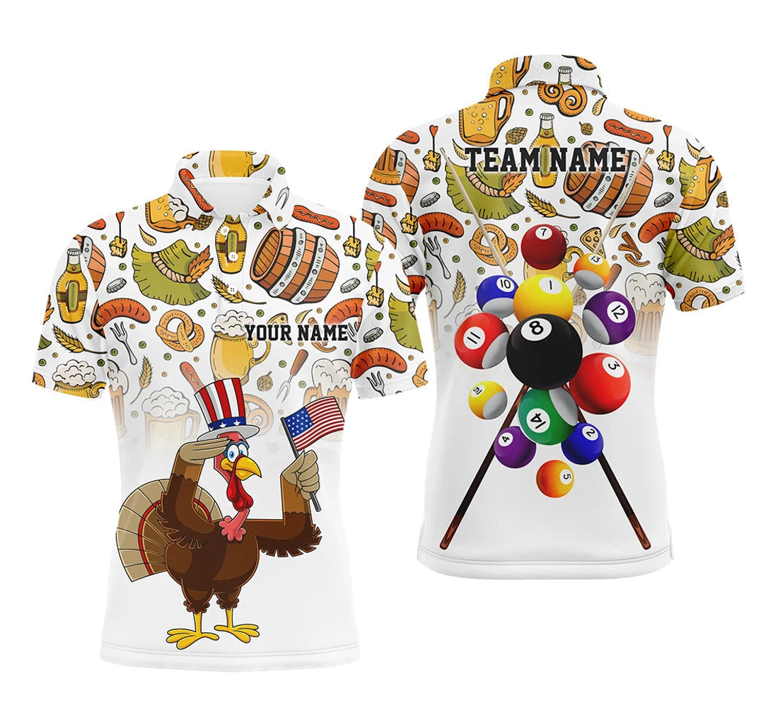 Personalized Customized Thanksgiving Day Turkey Chicken Billiard Funny Thanksgiving Tdm - Polo Shirt