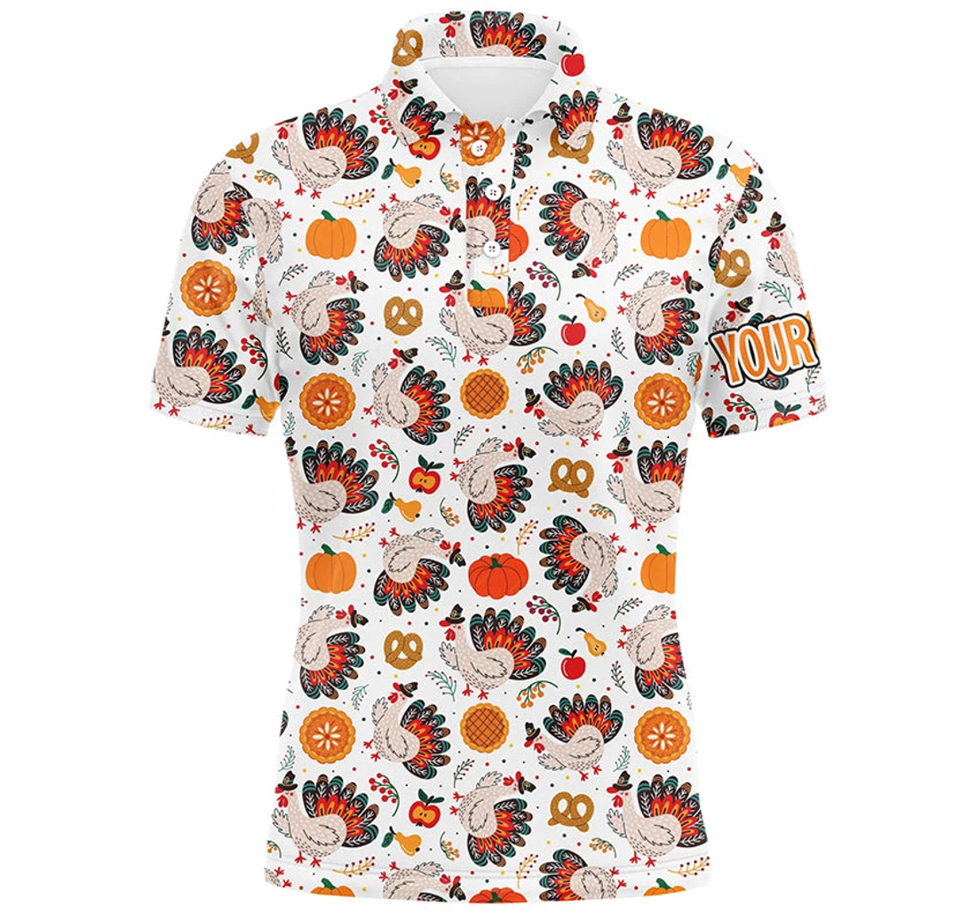 Personalized Turkey Thanksgiving Pattern Golf Custom Thanksgiving Best Golf Wear Nqs - Polo Shirt