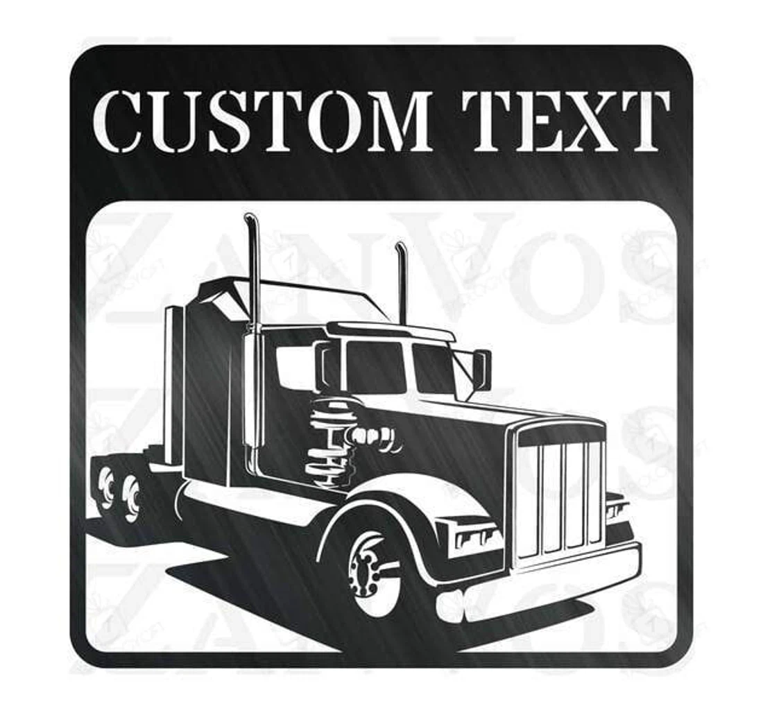 Personalized Metal Sign - Semi Truck V Customized Custom Custom MonoGram