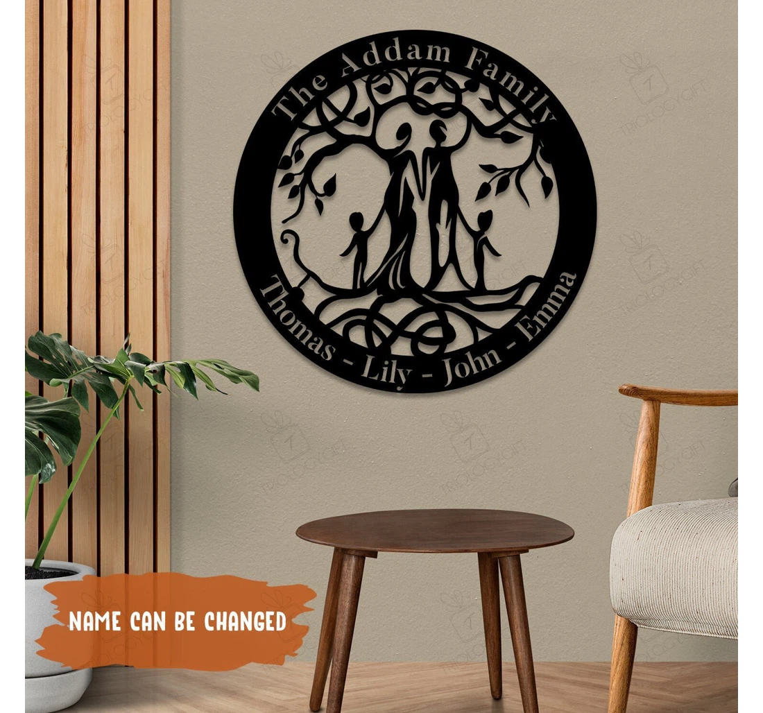 Personalized Metal Sign - Customized Husband Wife And Two Children Tree Of Life Art Mother's Day MonoGram