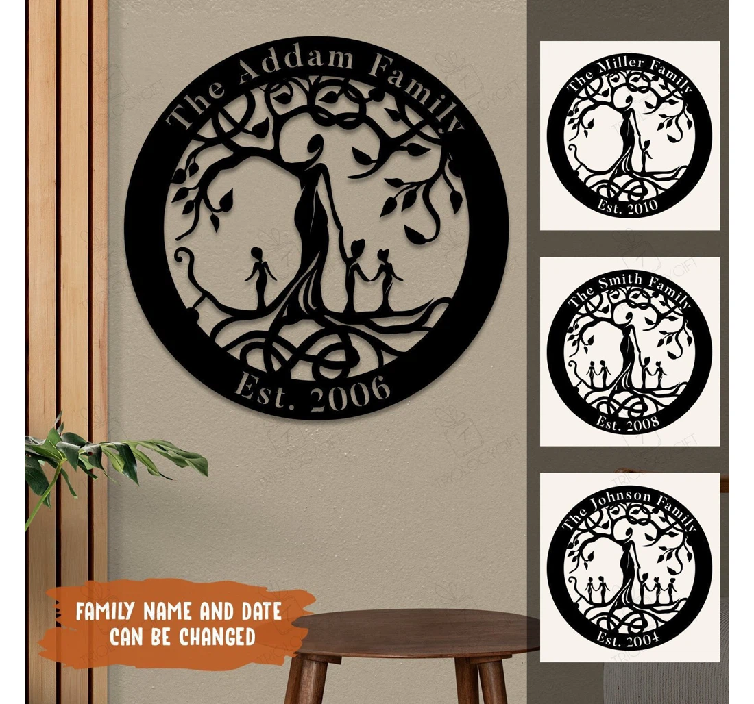 Personalized Metal Sign - Customized Name And Date Tree Of Life Mother's Day MonoGram