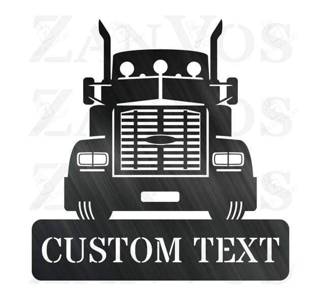 Personalized Metal Sign - Semi Truck V Customized Custom Custom MonoGram