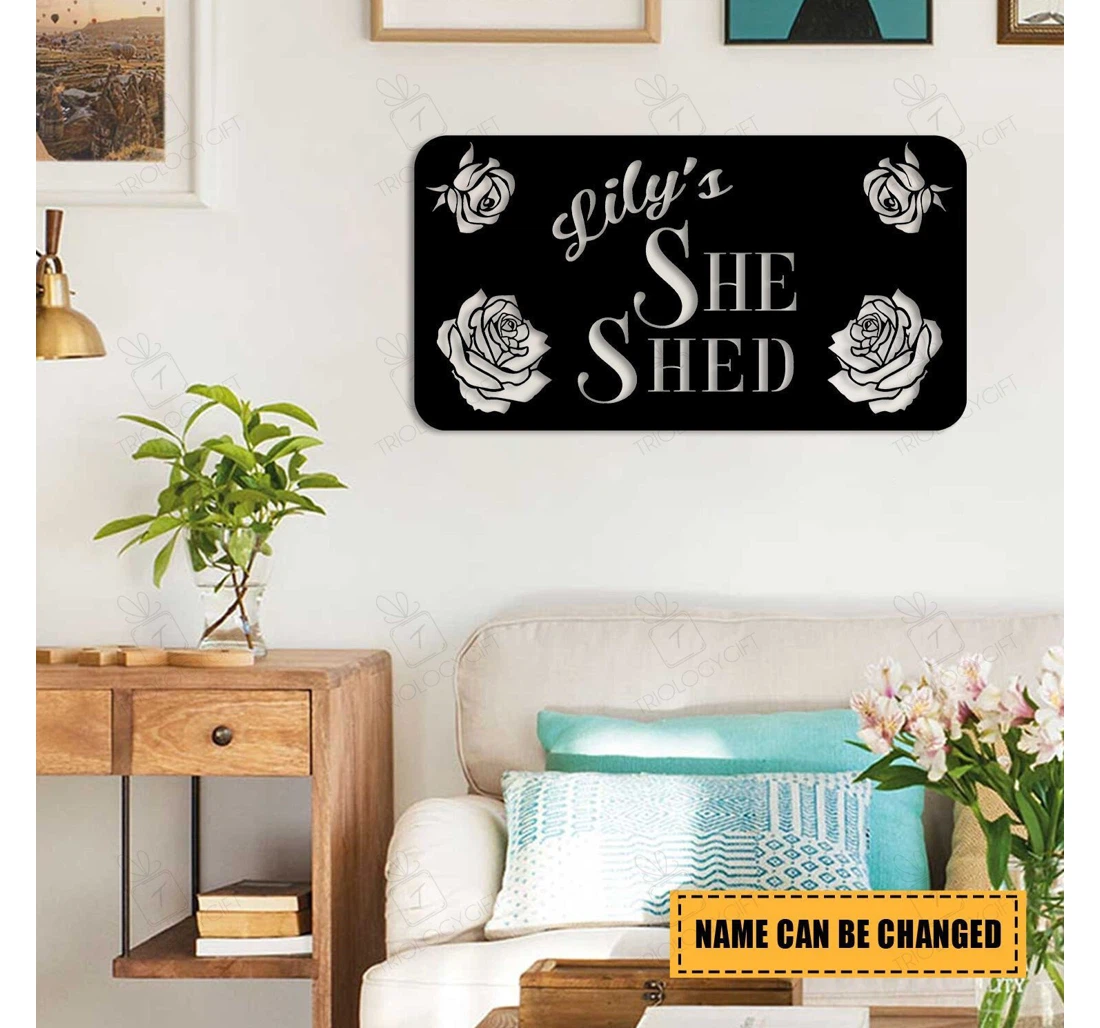 Personalized Metal Sign - Customized She Shed Flowers Art Mother's Day MonoGram