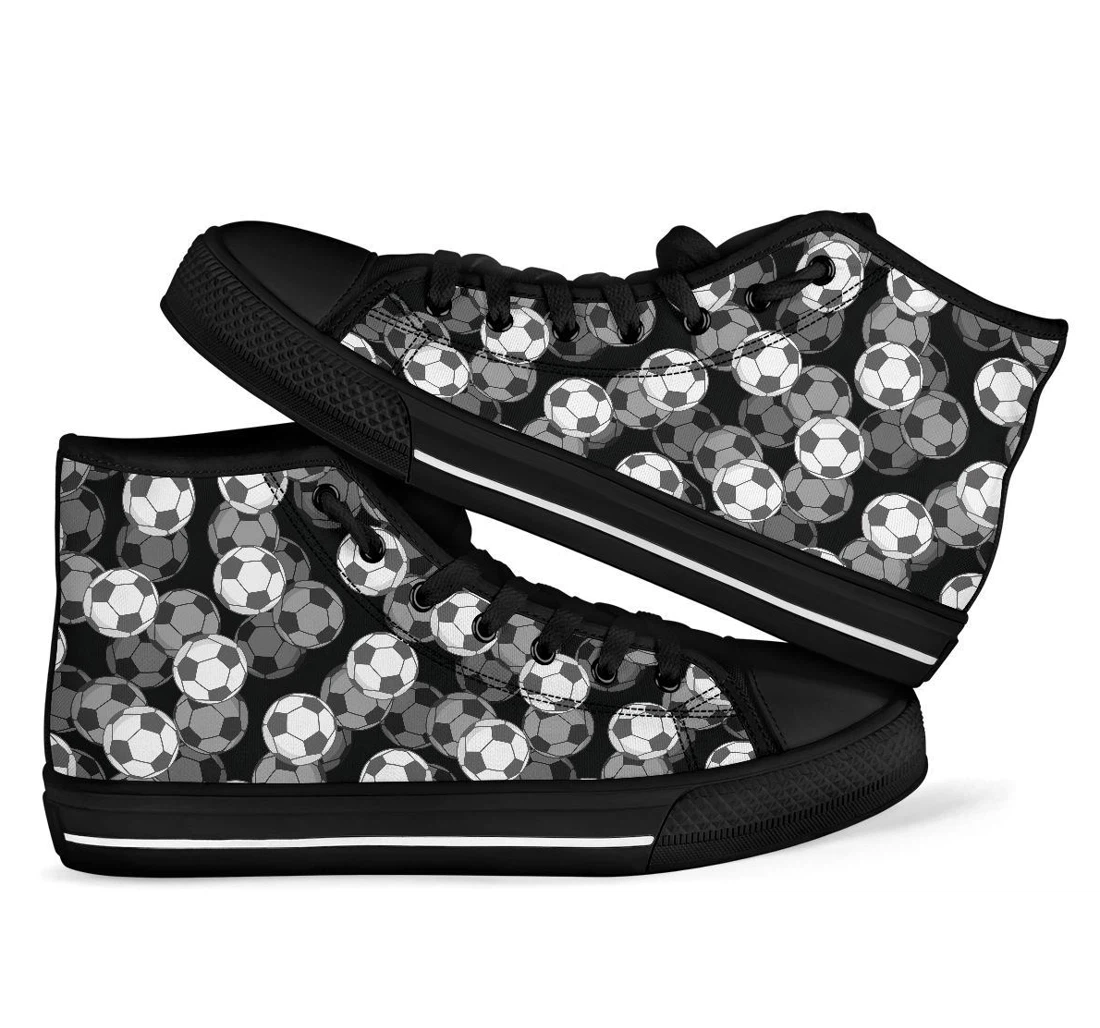 Soccer Pattern Print Men Women's High Top Shoes