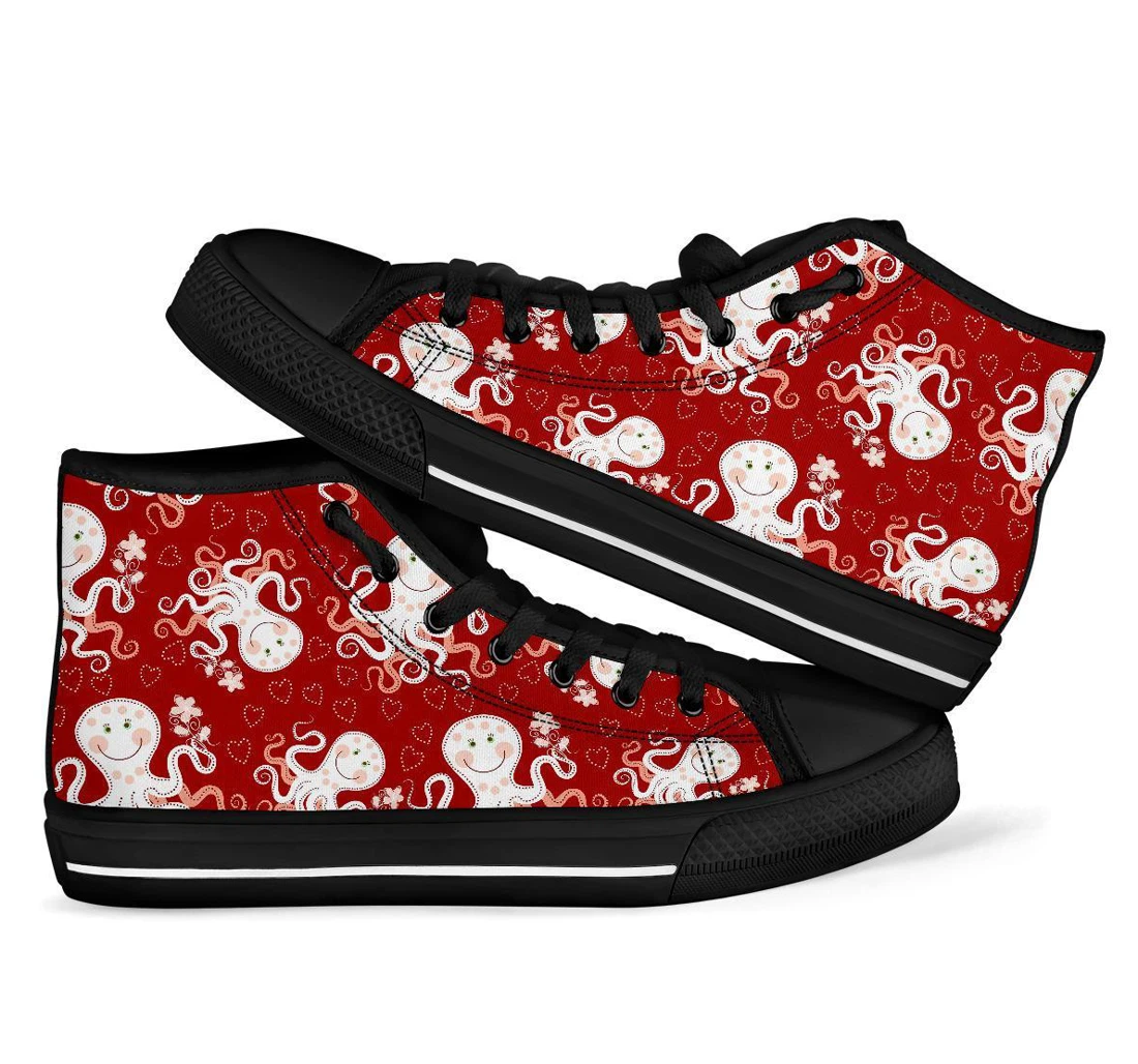 Squid Octopus Tentacle Pattern Print Men Women's High Top Shoes
