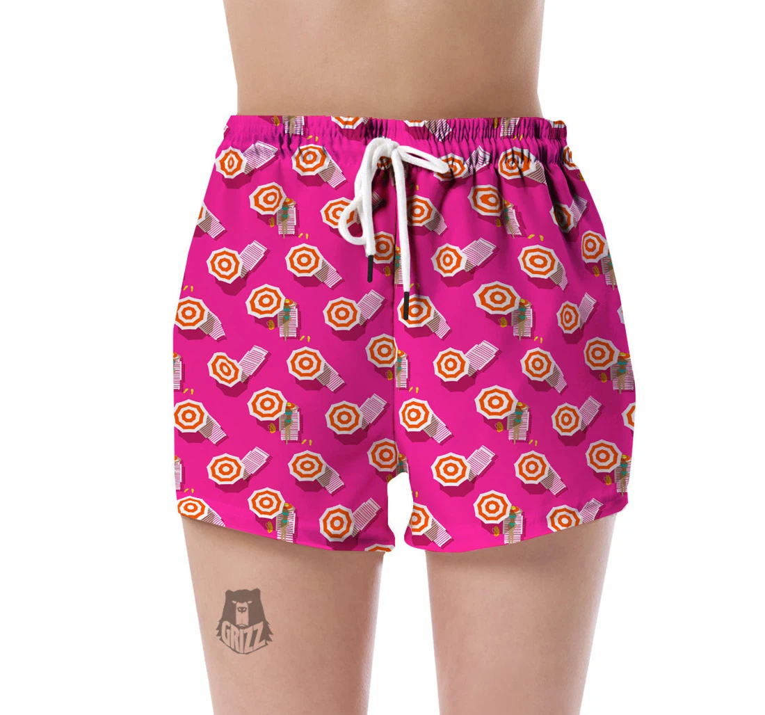 Personalized Beach Pink Pattern Print Women's Shorts