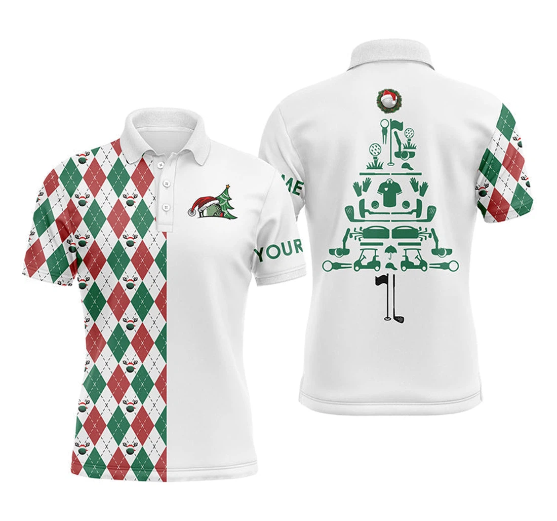 Personalized Funny Christmas Golf Custom Christmas Tree Golf Icons Christmas Golf Nqs - Polo Shirt