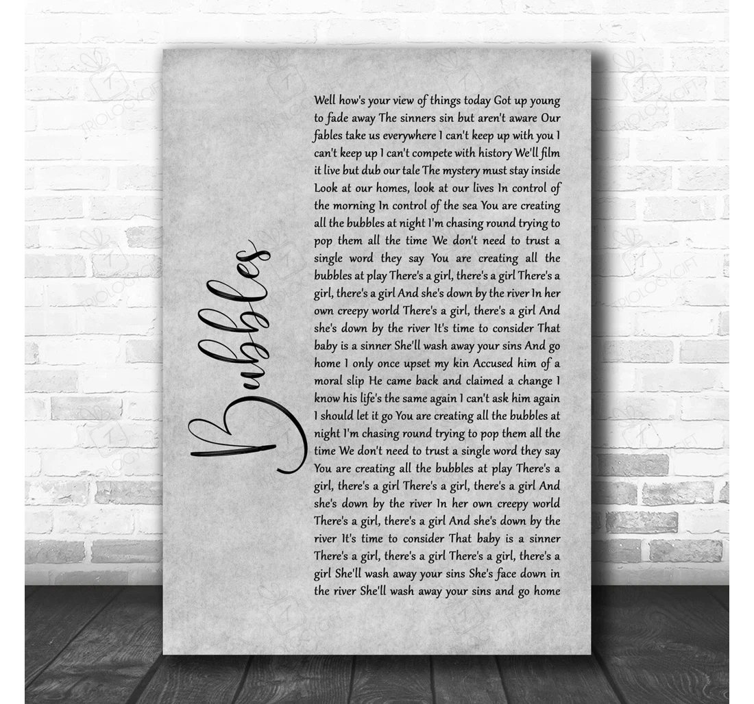 Poster, Canvas - Biffy Clyro Bubbles Script Grey Song Lyric Personalised Lyrics Custom Print Framed Wall Art