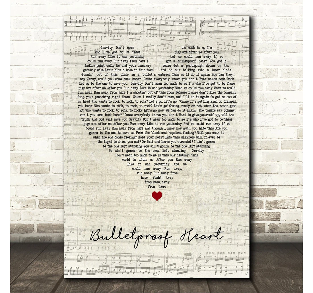 Poster, Canvas - My Chemical Romance Bulletproof Heart Script Heart Song Lyric Personalised Lyrics Custom Print Framed Wall Art