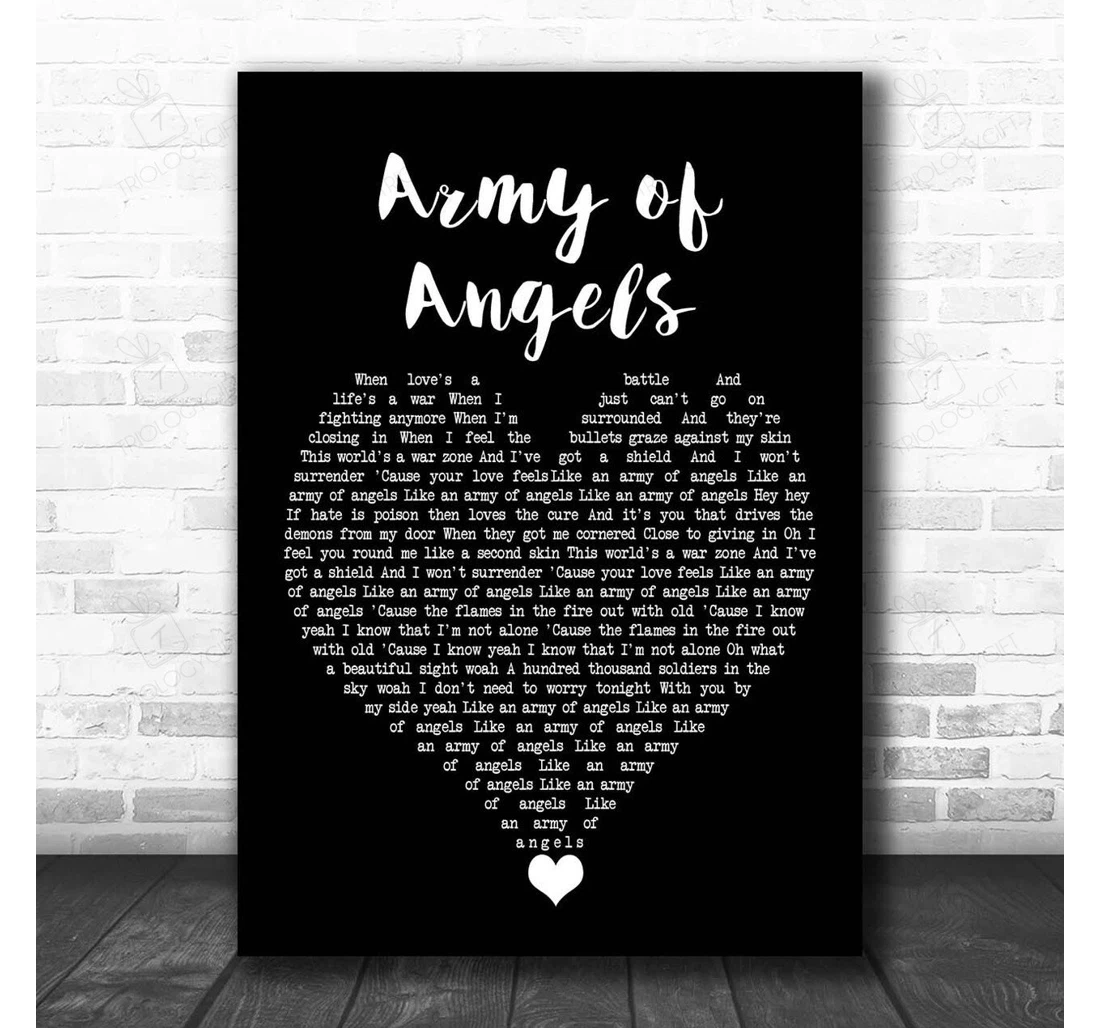 Poster, Canvas - The Script Army Of Angels Black Heart Song Lyric Personalised Lyrics Custom Print Framed Wall Art