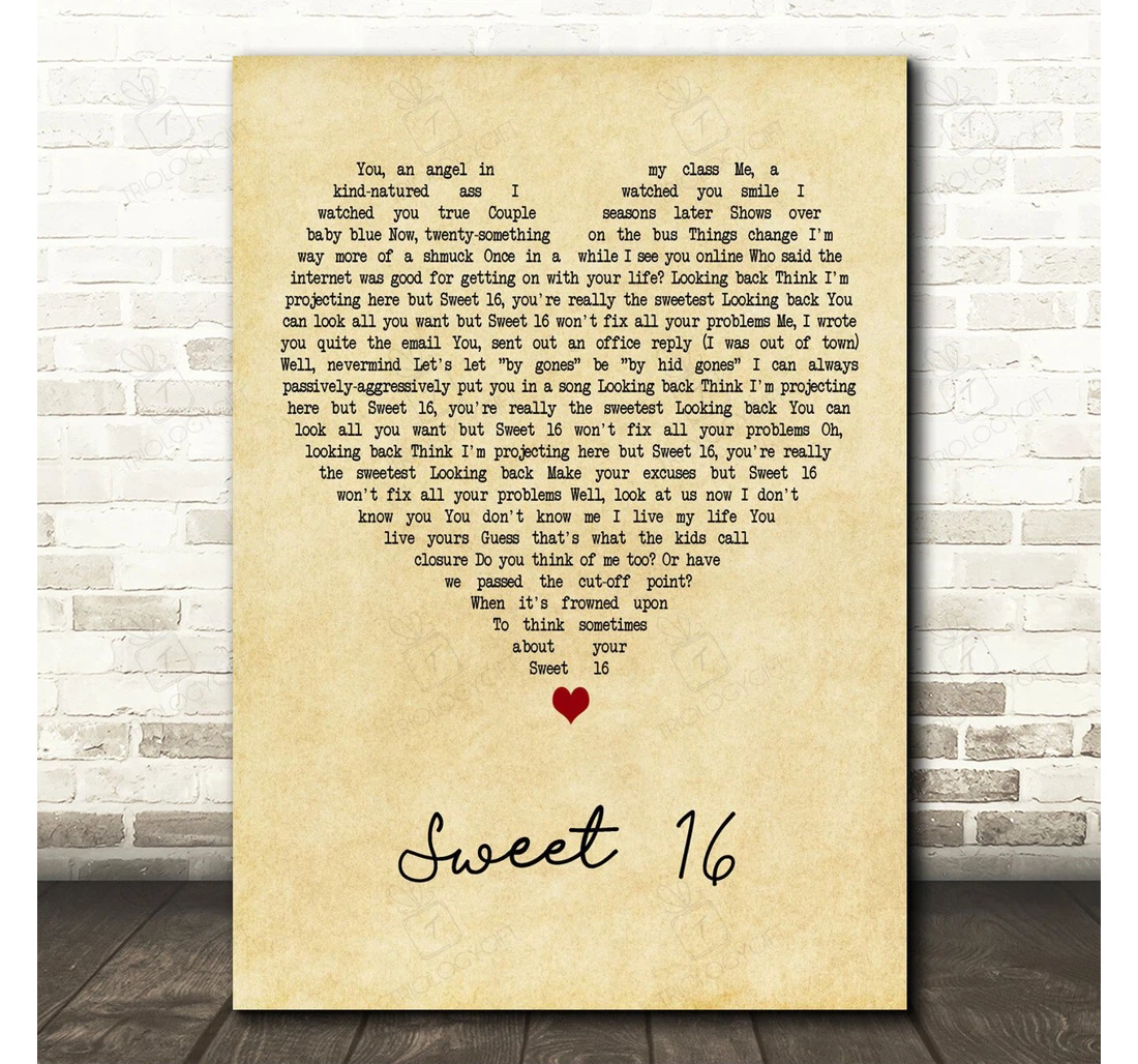 Poster, Canvas - Matt Maltese Sweet Vintage Heart Song Lyric Personalised Lyrics Custom Print Framed Wall Art
