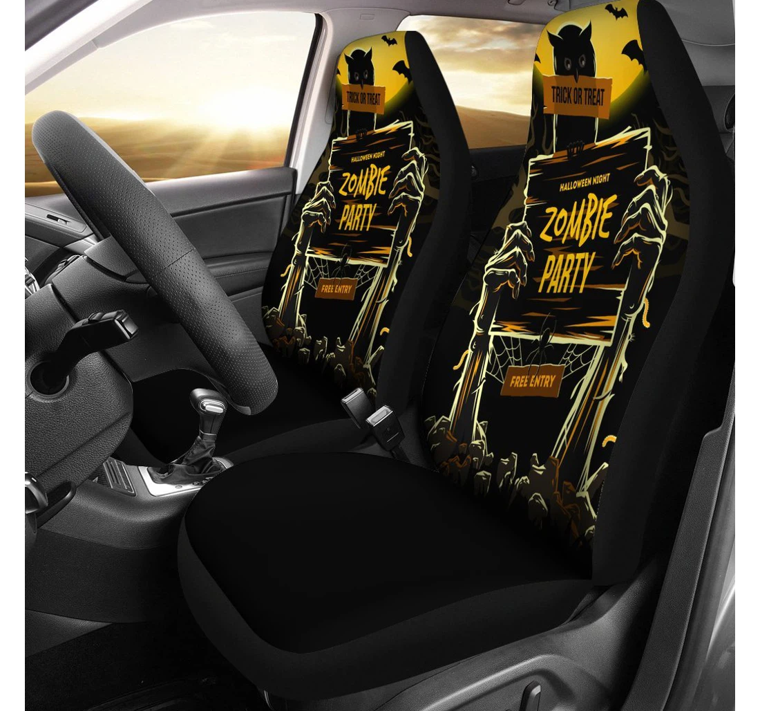 Personalized Zombie Party Halloween Universal Front Car Seat Cover