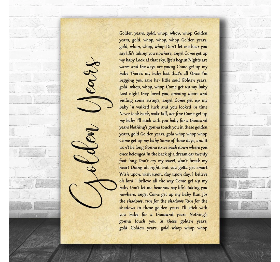 Poster, Canvas - Golden Years Script Song Lyric Personalised Lyrics Custom Print Framed Wall Art