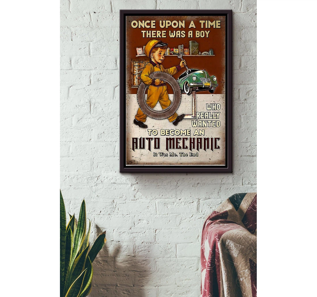 Poster, Canvas - Once Upon A Time Wanted To Become Auto Mechanic Mechanical Engineer Fathers Day Husband Car Repair Shop Car Lover Matte S Print Framed Wall Art