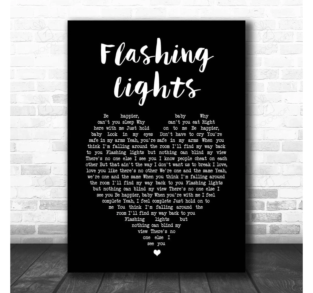 Poster, Canvas - Roadtrip Flashing Lights Black Heart Song Lyric Personalised Lyrics Custom Print Framed Wall Art